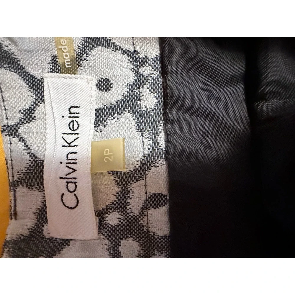 Calvin Klein Womens 2P Metallic Silver Black‎ Jacquard Animal Print Pencil Skirt
